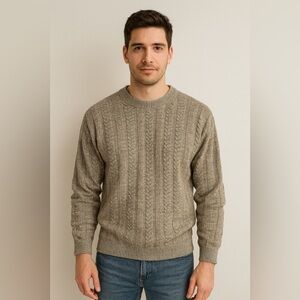 *Oscar de la Renta Men’s Textured Knit Sweater Gray Taupe XL